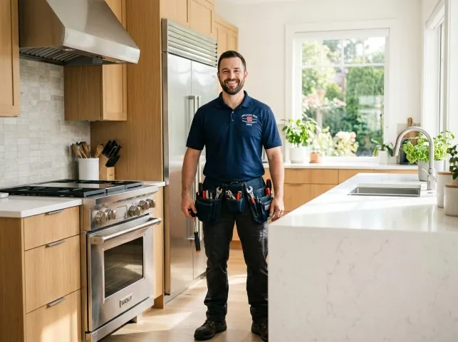 Appliance Repair Hero technician in a Butte Des Morts, WI kitchen after an appliance repair